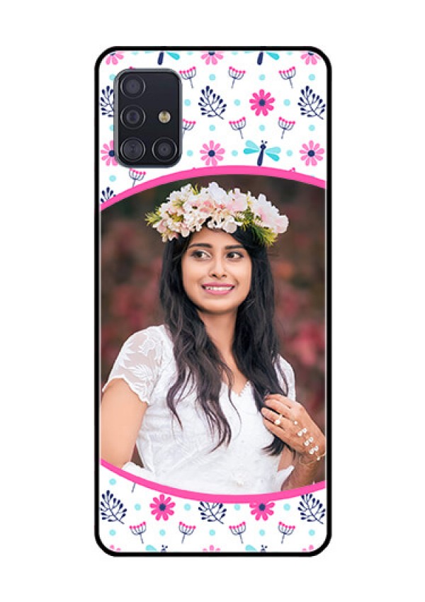 Galaxy A51 Photo Printing on Glass Case  - Colorful Flower Design