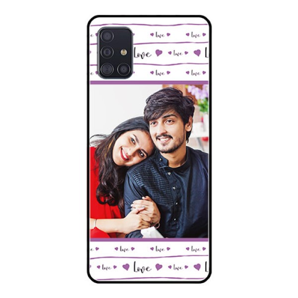 Galaxy A51 Custom Glass Mobile Case - Couples Heart Design Galaxy A51 Custom Glass Mobile Case - Couples Heart Design