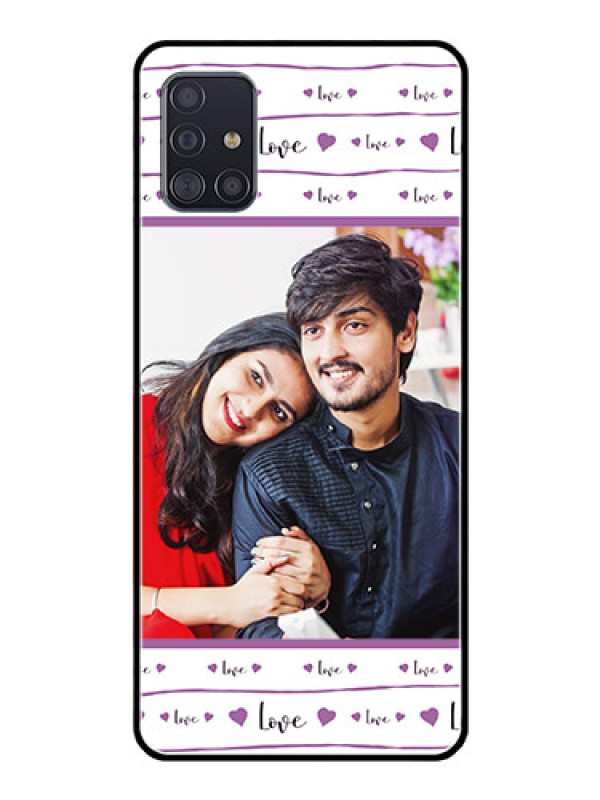 Custom Galaxy A51 Custom Glass Mobile Case  - Couples Heart Design