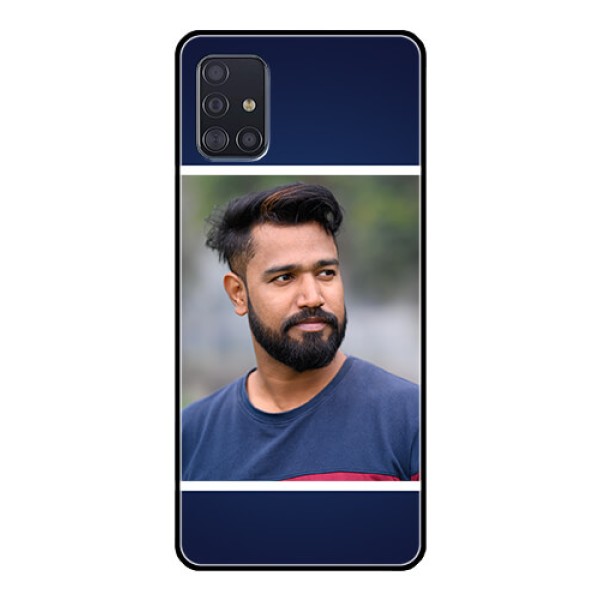 Galaxy A51 Personalized Glass Phone Case - Simple Royal Blue Design Galaxy A51 Personalized Glass Phone Case - Simple Royal Blue Design