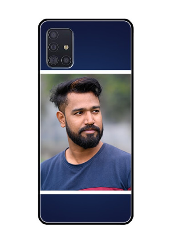 Galaxy A51 Personalized Glass Phone Case  - Simple Royal Blue Design