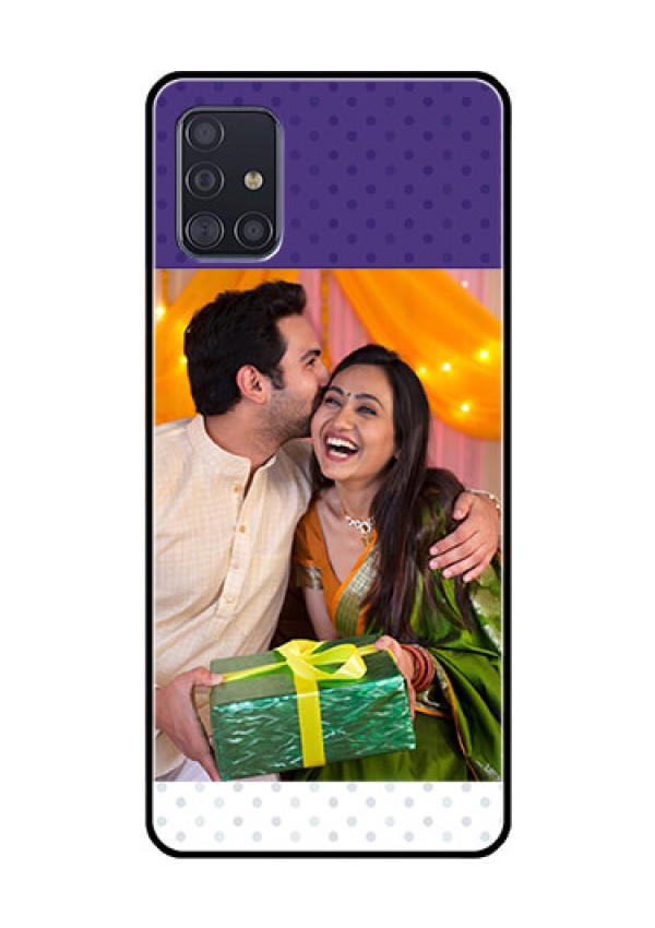 Galaxy A51 Personalized Glass Phone Case  - Violet Pattern Design