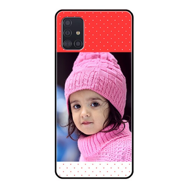 Galaxy A51 Photo Printing on Glass Case  - Red Pattern Design