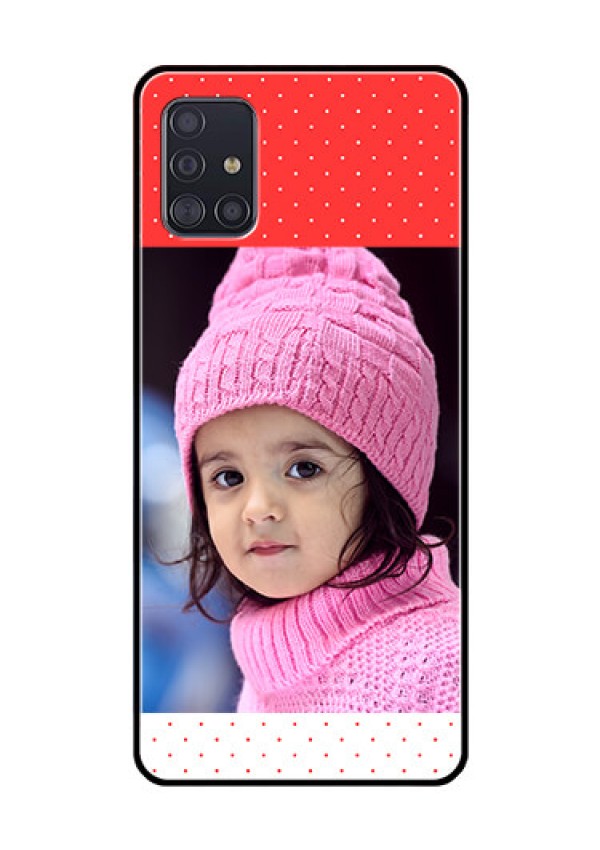 Galaxy A51 Photo Printing on Glass Case  - Red Pattern Design