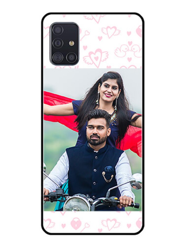 Custom Galaxy A51 Custom Glass Mobile Case  - Pink Flying Heart Design