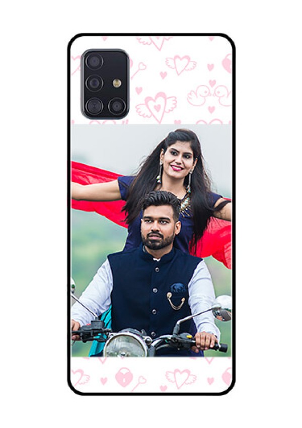 Galaxy A51 Custom Glass Mobile Case  - Pink Flying Heart Design