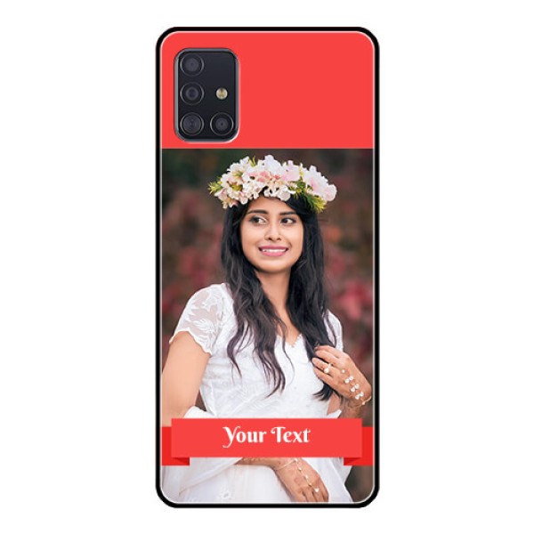 Galaxy A51 Custom Glass Phone Case  - Simple Red Color Design