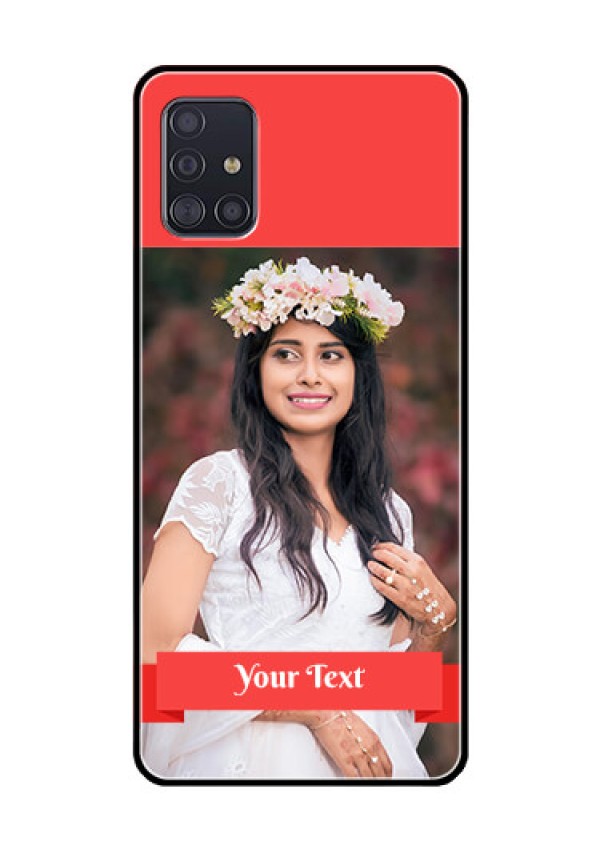 Galaxy A51 Custom Glass Phone Case  - Simple Red Color Design