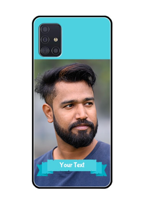 Galaxy A51 Personalized Glass Phone Case  - Simple Blue Color Design