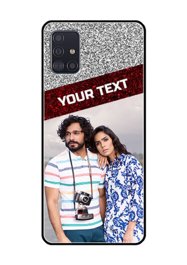 Galaxy A51 Personalized Glass Phone Case  - Image Holder with Glitter Strip Design