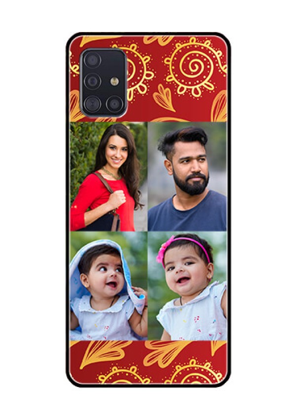 Galaxy A51 Photo Printing on Glass Case  - 4 Image Traditional Design