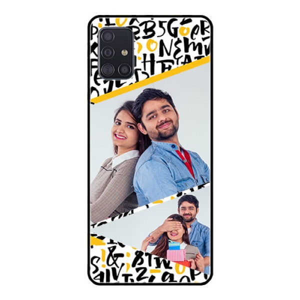 Galaxy A51 Custom Glass Mobile Case - Letters Pattern Design Galaxy A51 Custom Glass Mobile Case - Letters Pattern Design