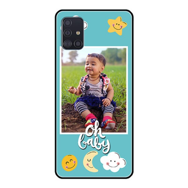 Galaxy A51 Personalized Glass Phone Case  - Smiley Kids Stars Design