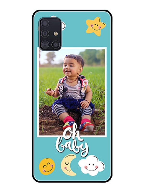 Custom Galaxy A51 Personalized Glass Phone Case  - Smiley Kids Stars Design