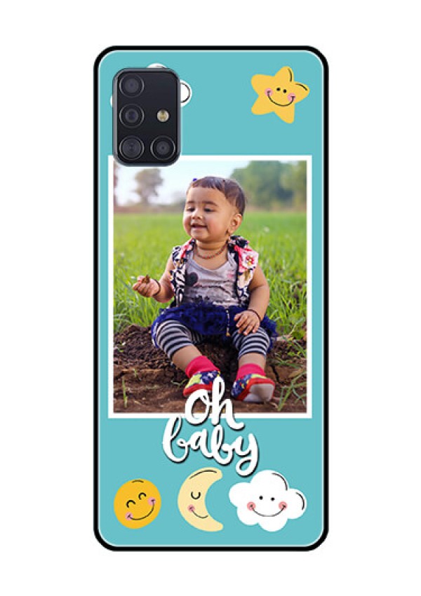 Galaxy A51 Personalized Glass Phone Case  - Smiley Kids Stars Design