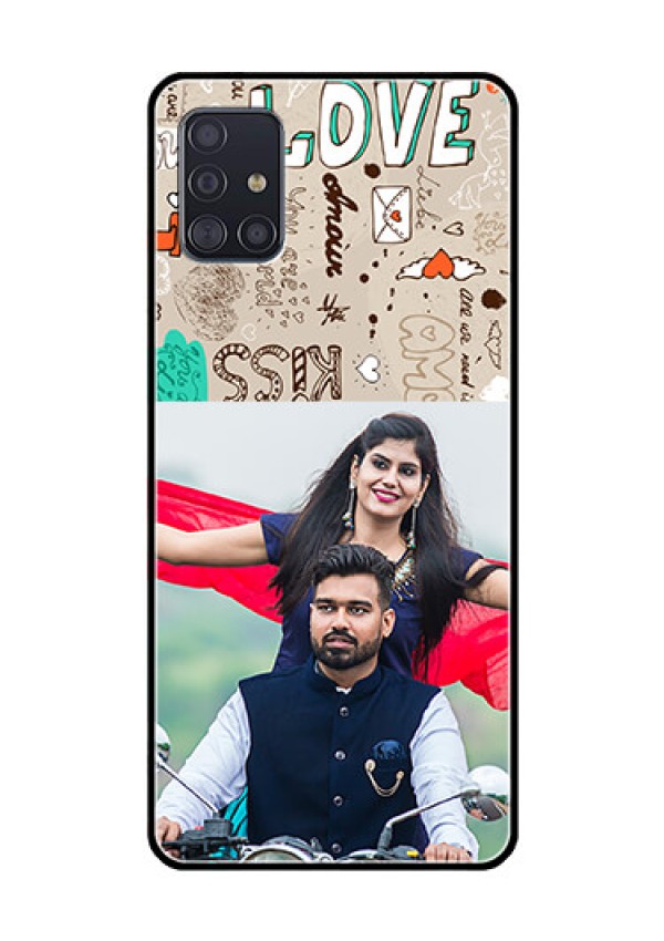Galaxy A51 Custom Glass Phone Case  - Love Doodle Pattern 