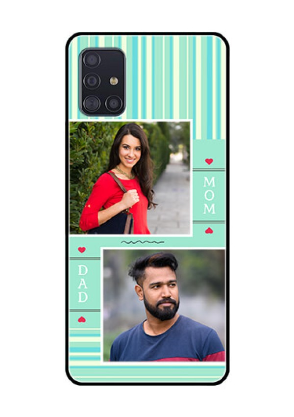 Galaxy A51 Custom Glass Phone Case  - Mom & Dad Pic Design