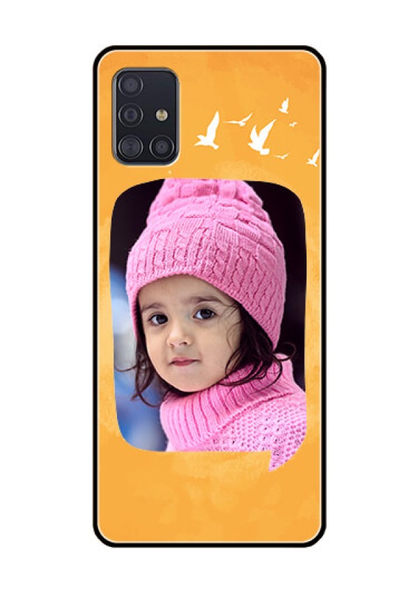 Galaxy A51 Personalized Glass Phone Case  - Water Color Design with Bird Icons
