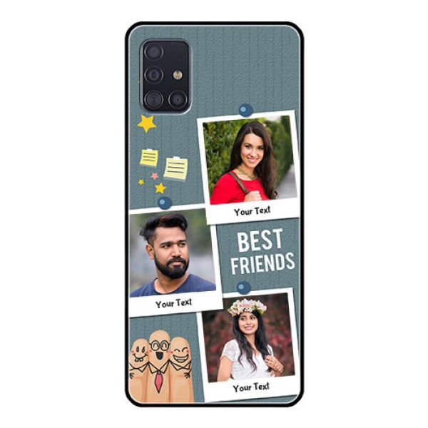 Galaxy A51 Personalized Glass Phone Case - Sticky Frames and Friendship Design Galaxy A51 Personalized Glass Phone Case - Sticky Frames and Friendship Design