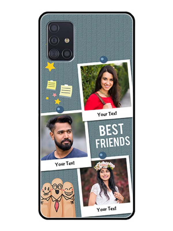 Custom Galaxy A51 Personalized Glass Phone Case  - Sticky Frames and Friendship Design