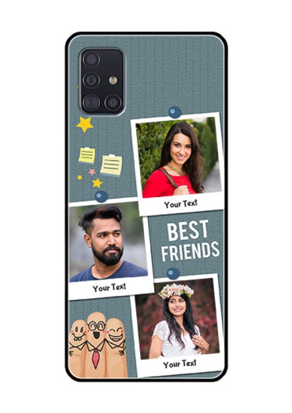 Galaxy A51 Personalized Glass Phone Case  - Sticky Frames and Friendship Design