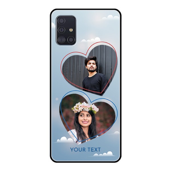 Galaxy A51 Custom Glass Mobile Case - Blue Color Couple Design Galaxy A51 Custom Glass Mobile Case - Blue Color Couple Design