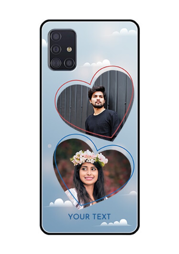 Galaxy A51 Custom Glass Mobile Case  - Blue Color Couple Design 