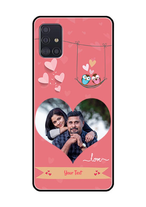 Galaxy A51 Personalized Glass Phone Case  - Peach Color Love Design 