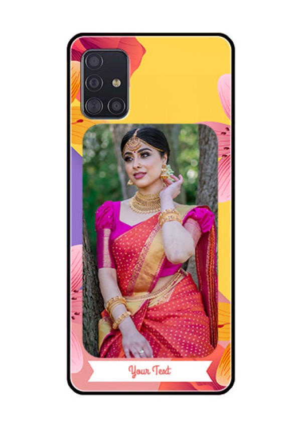 Galaxy A51 Custom Glass Mobile Case  - 3 Image With Vintage Floral Design