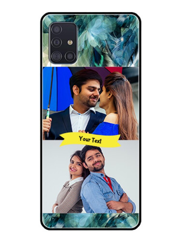 Custom Galaxy A51 Personalized Glass Phone Case  - Image with Boho Peacock Feather Design