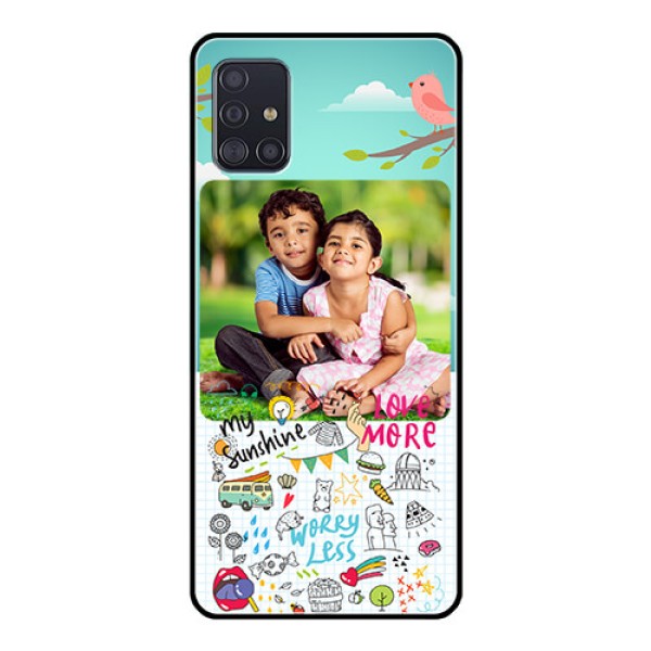 Galaxy A51 Photo Printing on Glass Case  - Doodle love Design