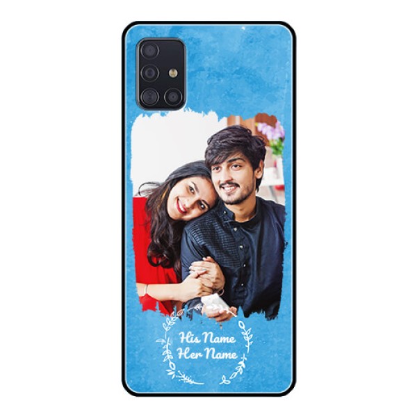 Galaxy A51 Custom Glass Phone Case - Blue Color Vintage Design Galaxy A51 Custom Glass Phone Case - Blue Color Vintage Design