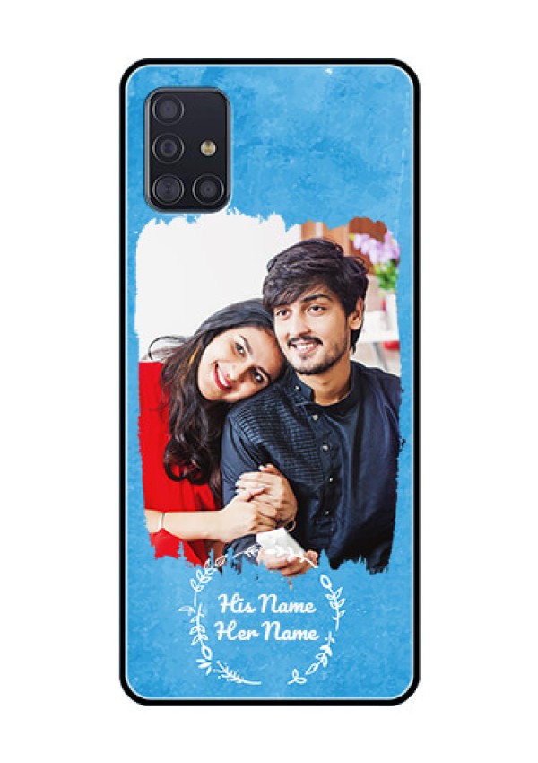 Galaxy A51 Custom Glass Phone Case - Blue Color Vintage Design
