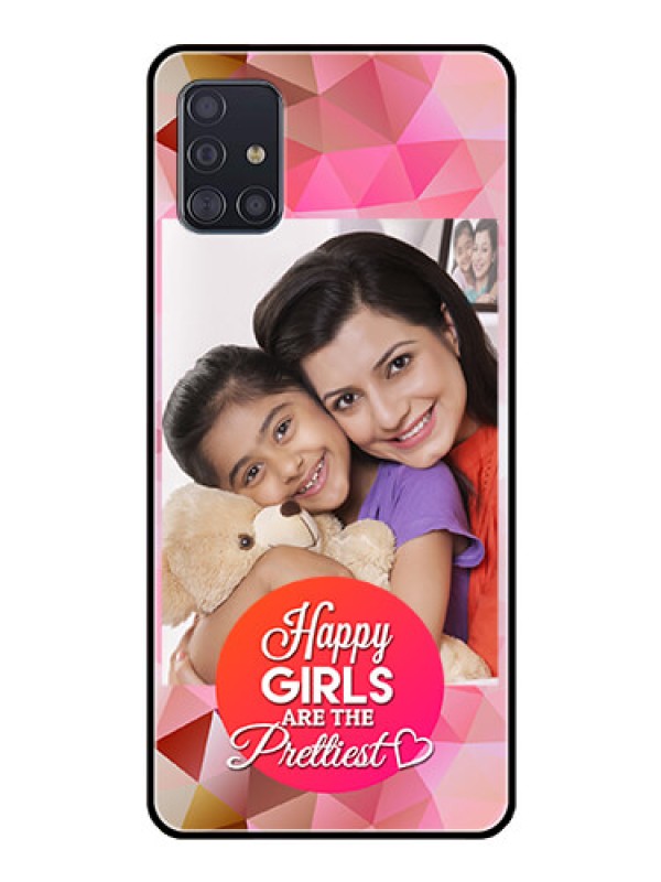 Custom Galaxy A51 Photo Printing on Glass Case  - Abstract Triangle Design