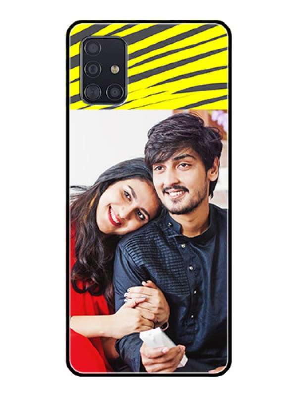 Custom Galaxy A51 Photo Printing on Glass Case  - Yellow Abstract Design