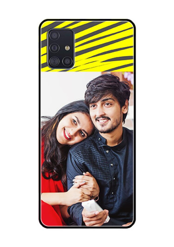 Galaxy A51 Photo Printing on Glass Case  - Yellow Abstract Design