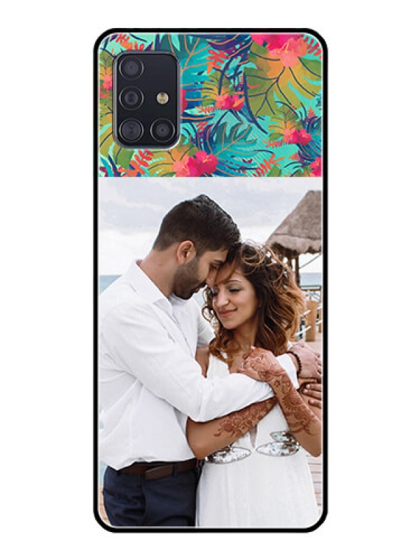 Custom Galaxy A51 Photo Printing on Glass Case  - Watercolor Floral Design