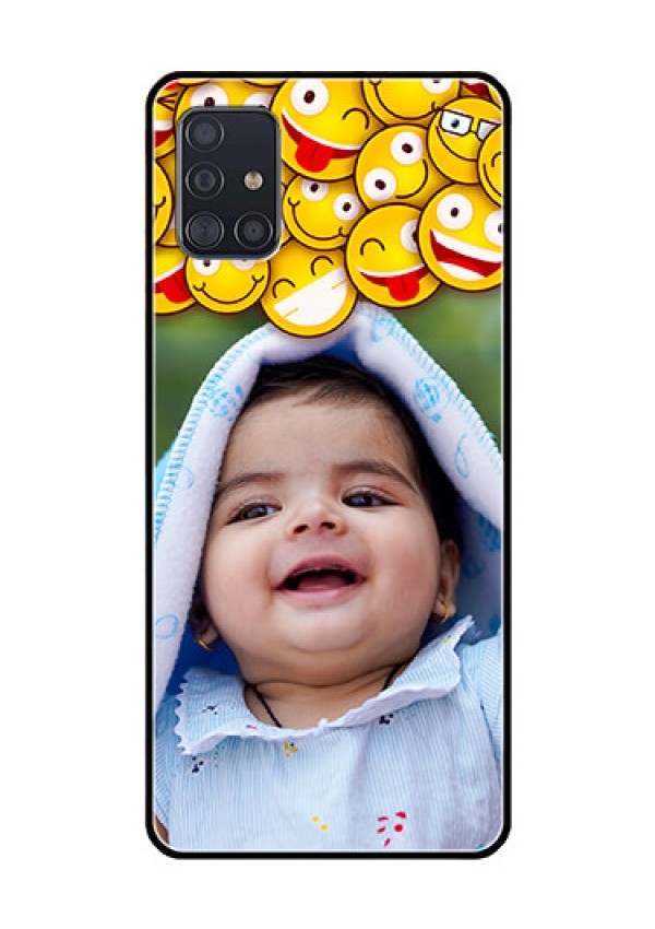 Galaxy A51 Custom Glass Mobile Case  - with Smiley Emoji Design