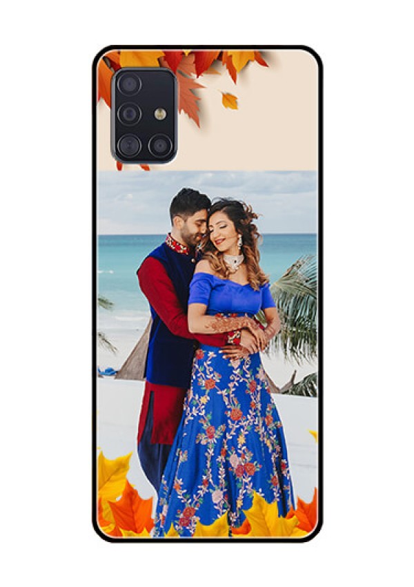 Galaxy A51 Photo Printing on Glass Case  - Autumn Maple Leaves Design