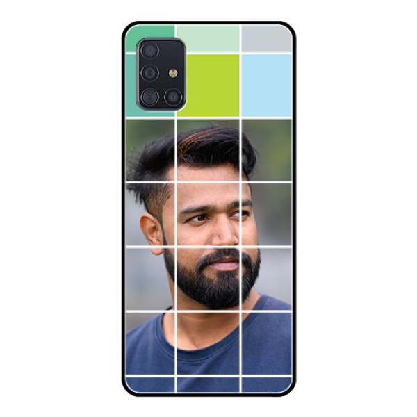 Galaxy A51 Photo Printing on Glass Case  - with white box pattern 