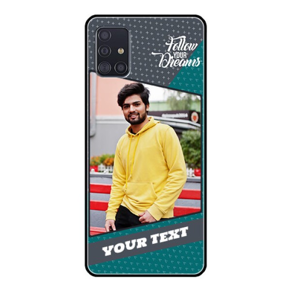 Galaxy A51 Personalized Glass Phone Case  - Background Pattern Design with Quote