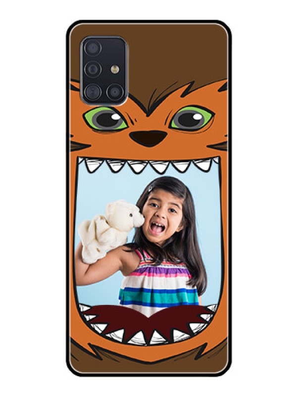 Custom Galaxy A51 Photo Printing on Glass Case  - Owl Monster Back Case Design