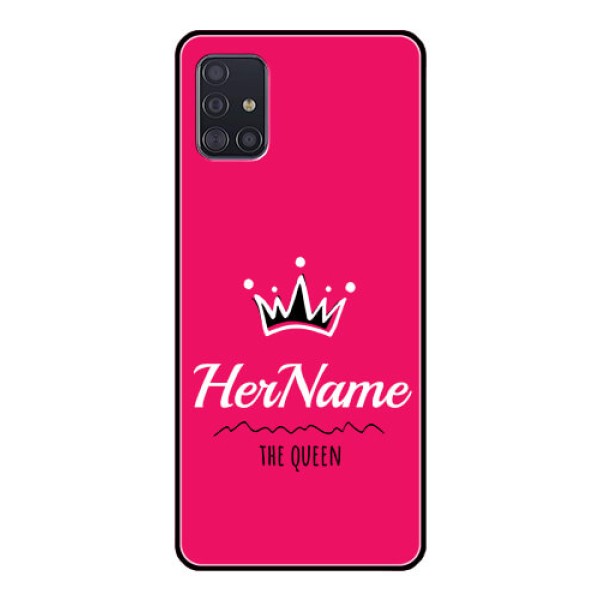 Galaxy A51 Glass Phone Case Queen with Name