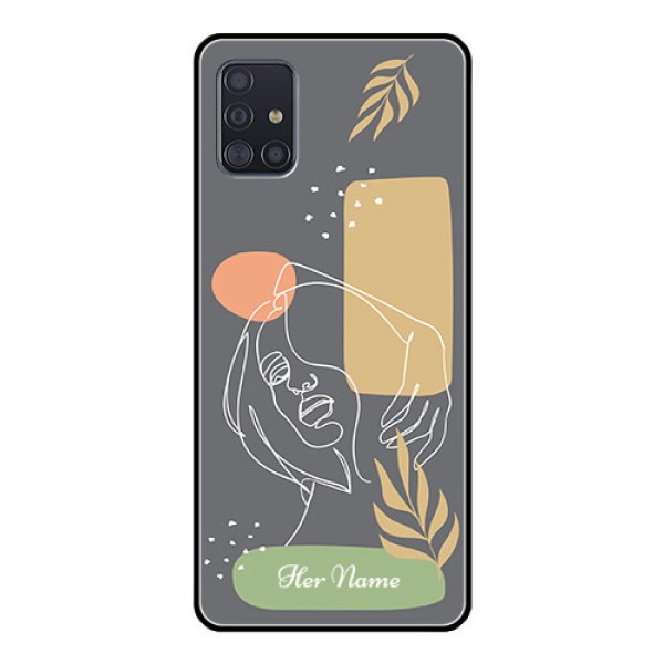 Galaxy A51 Custom Glass Phone Case - Gazing Woman line art Design Galaxy A51 Custom Glass Phone Case - Gazing Woman line art Design