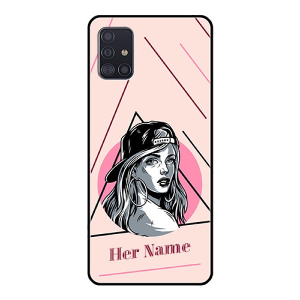 Galaxy A51 Personalized Glass Phone Case - Rockstar Girl Design