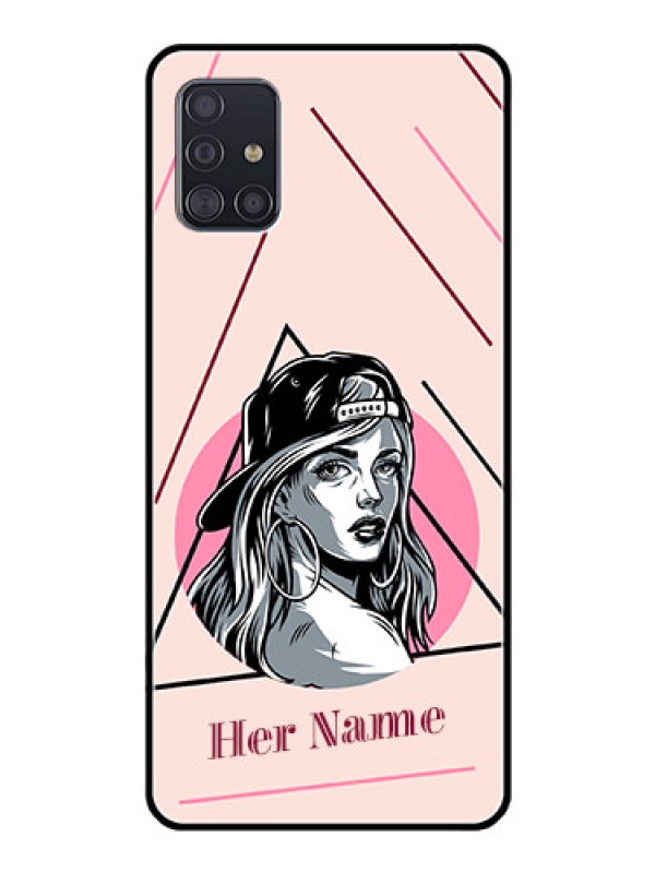 Custom Galaxy A51 Personalized Glass Phone Case - Rockstar Girl Design