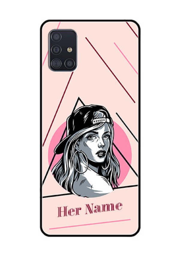 Galaxy A51 Personalized Glass Phone Case - Rockstar Girl Design