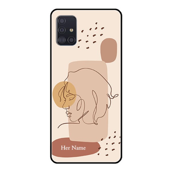 Galaxy A51 Photo Printing on Glass Case - Calm Woman line art Design Galaxy A51 Photo Printing on Glass Case - Calm Woman line art Design