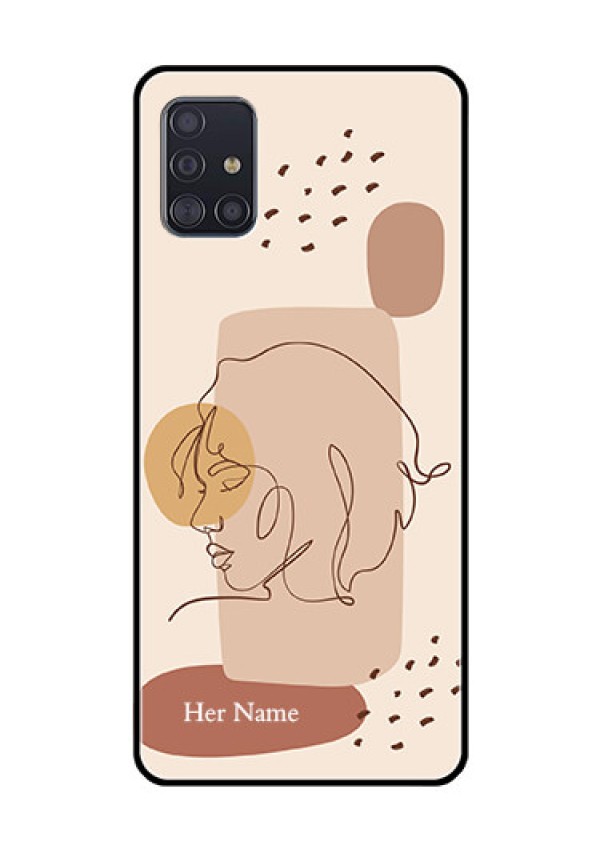 Galaxy A51 Photo Printing on Glass Case - Calm Woman line art Design