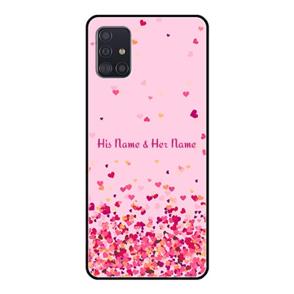 Galaxy A51 Photo Printing on Glass Case - Floating Hearts Design